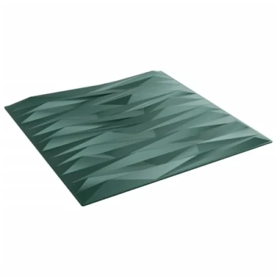 Image of vidaXL 3D Wall Panels Covering Wallpaper Tiles — 50x50 cm Green XPS Stone Set of 12 for Living Room, Bedroom, Office, Water Resistant and DIY Customization
