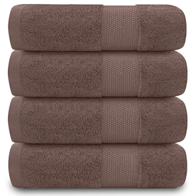 Image of GC GAVENO CAVAILIA Hand Towels For Bathroom 700 GSM Set of 4 Egyptian Cotton Hotel Quality Machine Washable Camel 50X85