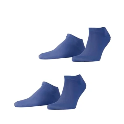 Image of ESPRIT Men&#039;s Basic Uni 2 Pack M SN Cotton Low Cut Plain Pairs Trainer Socks, Blue (Deep 6046), 5.5 8