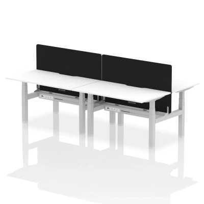 Image of Air B2B 1400x800 Adjustable 4P Bench Desk Scallop White/Silver +Screen