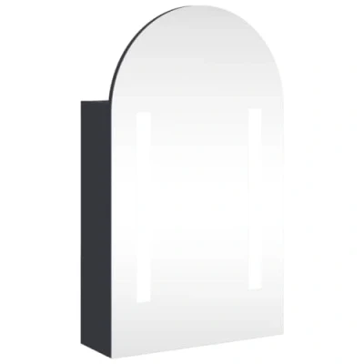 Image of vidaXL Bathroom Mirror Cabinet with LED Light Arched Grey 42x13x70 cm