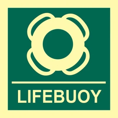 Image of &#039;Lifebuoy&#039; Sign, Flexible Photoluminescent Vinyl (150mm x 150mm)