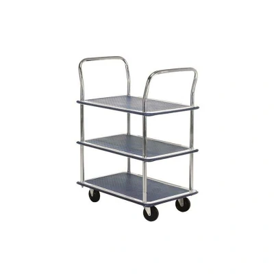 Image of Barton Silver and Blue 3 Shelf Trolley With Chrome Handles PST3