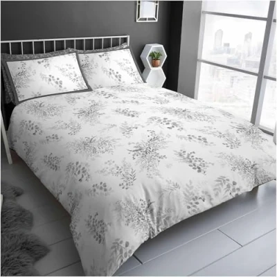 Image of GC GAVENO CAVAILIA Double Bedding Set, Poly Cotton Duvet Cover (200x200 cm), Breathable Bed Reversible Leaf Comforter Cover, Washable