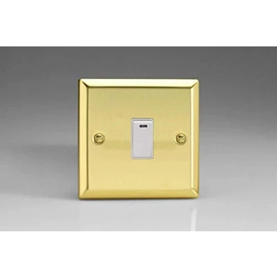 Image of Varilight 1 Gang 20A Double Pole Rocker Light Switch + Neon Indicator Victorian Brass XV20NW