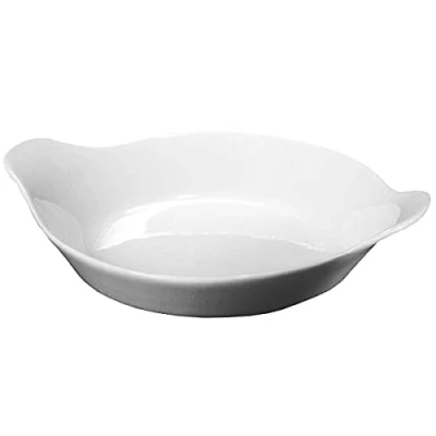 Image of Genware Royal Round Eared Dish 15cm White Dish, Porcelain Vegetable Commercial Quality Tableware by