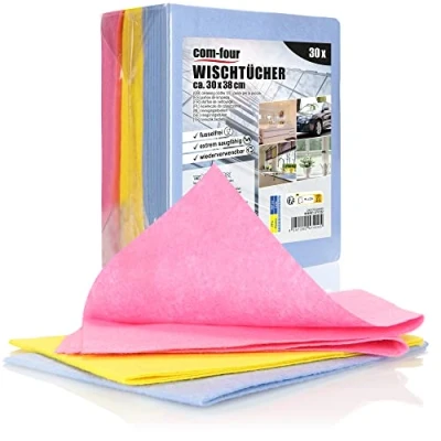 Image of com four® 30x Household Towels, Extremely Absorbent and Durable All Purpose Viscose Cloths, Reusable (30x38 30 pieces 3 colors)