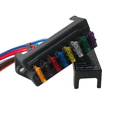 Image of QitinDasen Premium 8 Way Car Blade Fuse Block Box, 2 Input Output Standard Holder, with Wire and 10Pcs Free Fuse, for Boat Marine Trike (12V / 24V 32V 48V)
