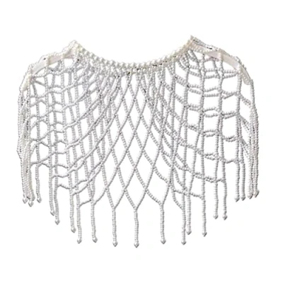 Image of vsilay pearl Shawl Hanfu Shoulder Wrap cloak Jewelry Bolero Bridal Pearls Wedding Beads Cape