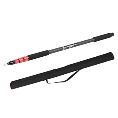 Image of Andoer Telescoping Microphone Boom Pole Carbon Fiber, 4 Sections Stretchable Handheld Holder Flash Light Sound Recording Grip Support Rod (6.6lbs Load Capacity&amp;9.8ft Max.Length)
