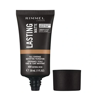 Image of Rimmel Lasting Matte Full Coverage Light weight Foundation 30ml, 400 Natural Beige