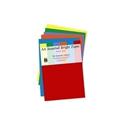 Image of 3x A4 Assorted Coloured Bright Paper 100 Sheets (80gsm)