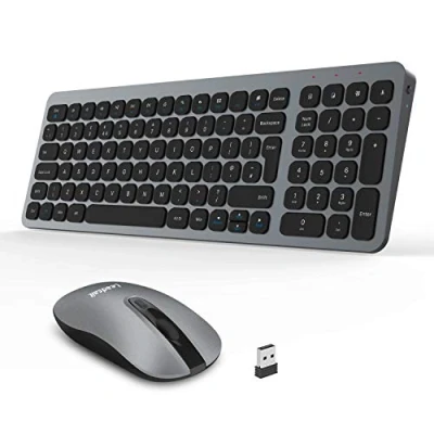 Image of LeadsaiL Wireless Keyboard and Mouse Set, USB Compact Computer Keyboards Combo, QWERTY UK Layout for HP/Lenovo Laptop Mac