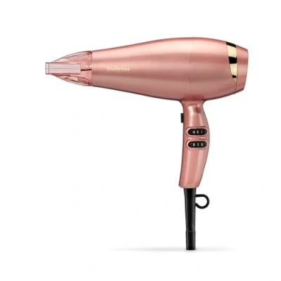 Image of BaByliss Rose Gold 2100W Hair Dryer, Ionic, Lightweight, Smooth Fast Drying, Cool shot, 5336U