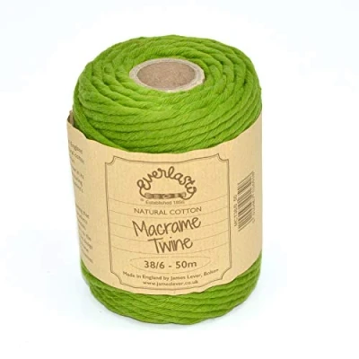Image of 50M Spools Everlasto Single Twist Soft Cotton Coloured Macrame Craft Twine 38/6 (4mm approx) (Lime)