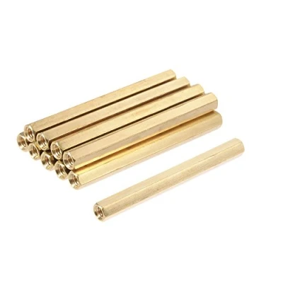Image of Sourcingmap M4 x 60mm Female Threaded Brass Hex Standoff Pillar Spacer Nut 10pcs