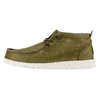 Image of HEYDUDE Men&#039;s Wally Mid Canvas Slip On Shoes, Olive, 9 UK