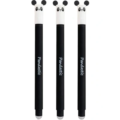 Image of Eberhard Faber 599017 Erasable Panda Ink Roller, 3 Animal Erase It Pens, Gel Pen, Blue 0.7 mm