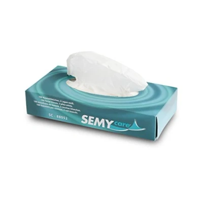 Image of Semy SC 88052 box of facial tissues, 2 ply, bright white, pack 100