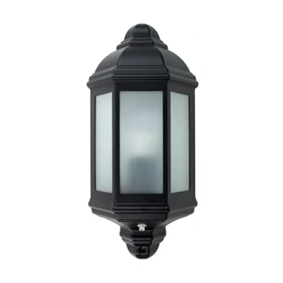 Image of MiniSun Traditional Black Aluminium Outdoor Garden Porch Wall Mounted Flush IP44 Rated Lantern Complete with a Dusk to Dawn Sensor