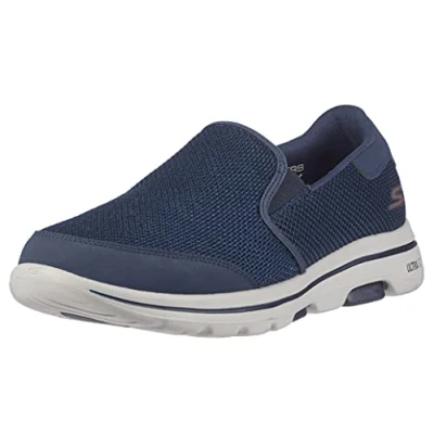 Image of Skechers Men&#039;s Gowalk 5 Apprize Double Gore Slip on Performance Walking Shoe Sneaker, Navy 2, 13 Wide