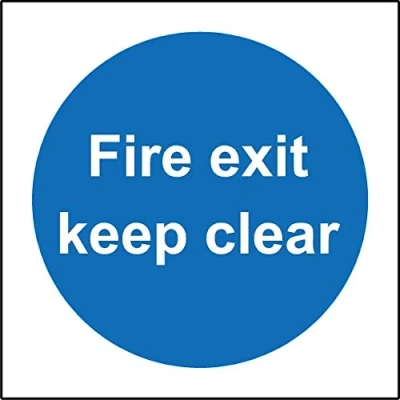 Image of Fire exit keep clear Door safety sign 3mm Aluminium 300mm x