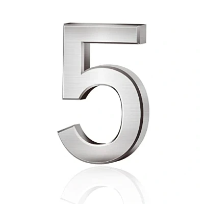 Image of 3D Mailbox Numbers 0 9 House Door Self adhesive Stickers For Apartment Hotel Street Room Address (Silver) (5)