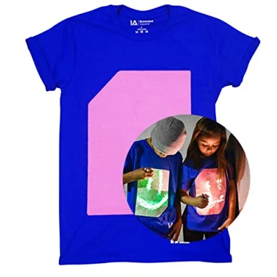 Image of Illuminated Apparel Interactive Glow in The Dark T Shirt, 7 8 Years, Blue/Peach