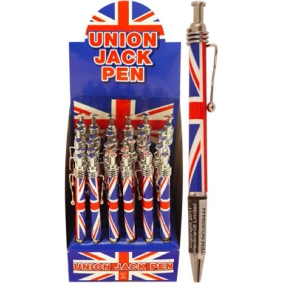 Image of Pack of 12 Union Jack Ballpoint Pens Souvenir Collectable