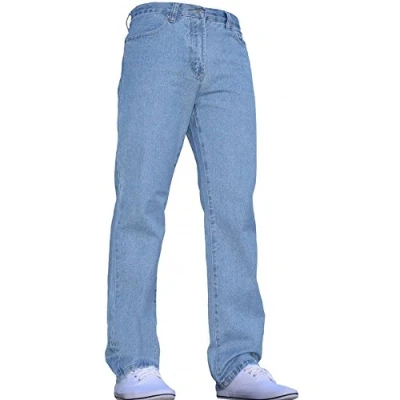 Image of BLUE CIRCLE Mens Jeans Heavy Duty Workwear Basic Straight Regular Fit Light Wash 28 60 W40 L30