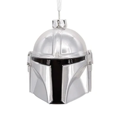 Image of Hallmark Star Wars: The Mandalorian Helmet Christmas Ornament, Blown Glass
