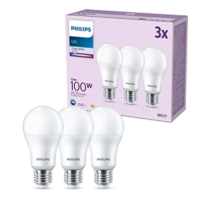 Image of PHILIPS LED Frosted A67 Light Bulb 3 Pack [Cool White 4000K E27 Edison Screw] 100W, Non Dimmable. for Home Indoor Lighting