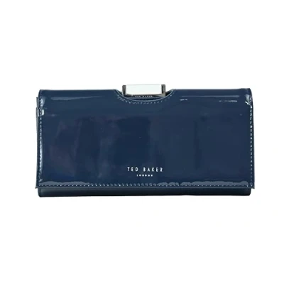 Image of Ted Baker London Womens Ladies Girls Bitaas Large Bobble Matinee Purse Wallet in Navy Blue Patent Leather