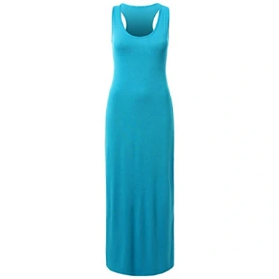 Image of New Women Ladies Jersey Long Summer Vest Racer Muscle Back Maxi Dresses Plus Size 8 26 Turquoise