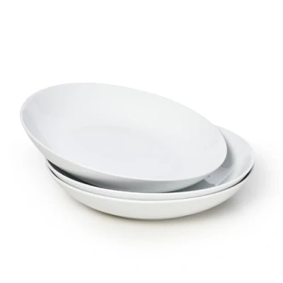 Image of WishDeco Ceramic Pasta Bowls Set of 3, White Salad 650ml, Wide and Shallow Serving 21cm/8 Inch, Porcelain Dishes for Dinner, Soup, Noodle, Microwave &amp; Dishwasher Safe
