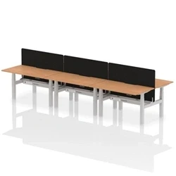 Image of Air B2B 1400x800 Adjustable 6P Bench Desk Scallop Oak/Silver + Screen