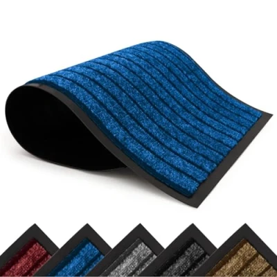 Image of Hafaa Door Mat 60x90 cm, Indoor &amp; Outdoor Heavy Duty Rubber Mats Dirt Trapper Non Slip Washable Barrier Floor Entrance Rug Shoes Scraper Super Absorbent Front Doormats Rug, Blue