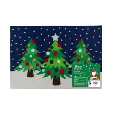Image of JVL Christmas Machine Washable Door Mat Trees 40x57cm
