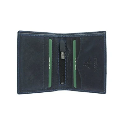 Image of Visconti Hunter Compact Oiled Leather Arrow Wallet RFID Blocking 705 Oil Blue