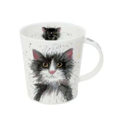 Image of Dunoon Lomond Fine Bone China Cat Mug Catter Splatter (LO Cats Black &amp; White)