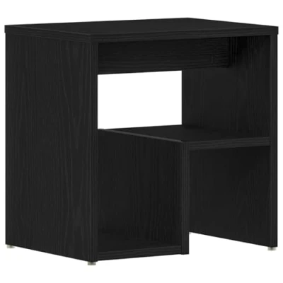 Image of vidaXL Black Oak Bedside Table 40x30 cm Engineered Wood Nightstand with Storage for Bedroom