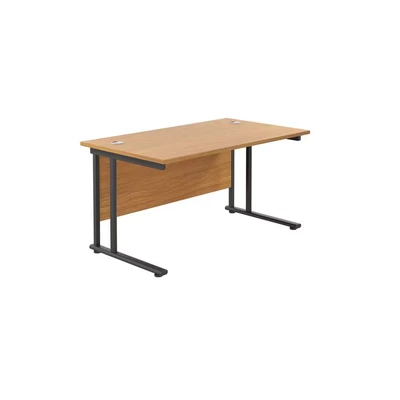 Image of Jemini Rectangular Double Upright Cantilever Desk 1200x800x730mm Nova Oak/Black KF823056