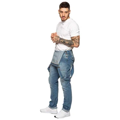 Image of 989Zé ENZO Mens Denim Jeans EZD390 Designer Cotton Dungarees Overalls Heavy Duty Waist Sizes 30 50 LSW 32 R Blue