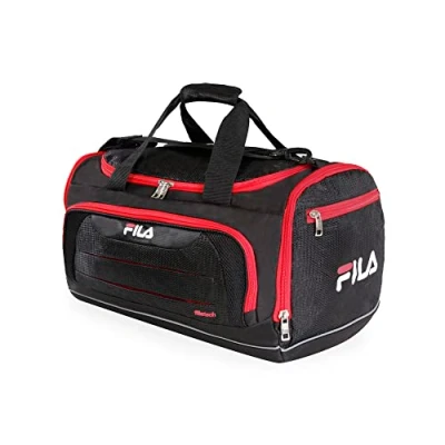 Image of Fila Cypress Small Sport Duffel Bag, Onyx/Red, One Size, Bag