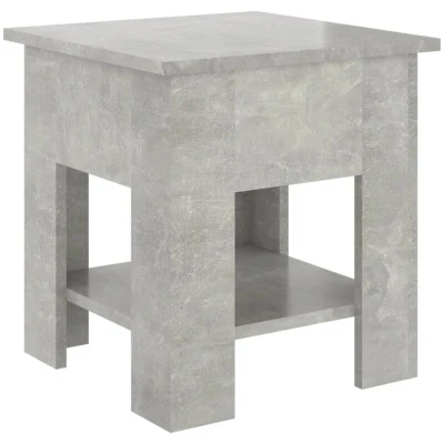 Image of vidaXL Coffee Table In Concrete Grey, Made of Engineered Wood, 40x40x42 cm, With Built Storage Shelf for Living Room