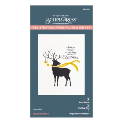 Image of Spellbinders BPR 013 Dashing Reindeer Registration Press Plate &amp; Die Set from The Home for Holidays Collection