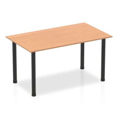 Image of Impulse 1400mm Straight Table Oak Top Black Post Leg