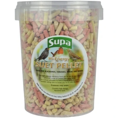 Image of Supa Mixed Suet Pellets For Wild Birds, 1 Litre Bucket High Energy Protein Rich Treat Garden Birds Attract More To Your Quality Bird Food.