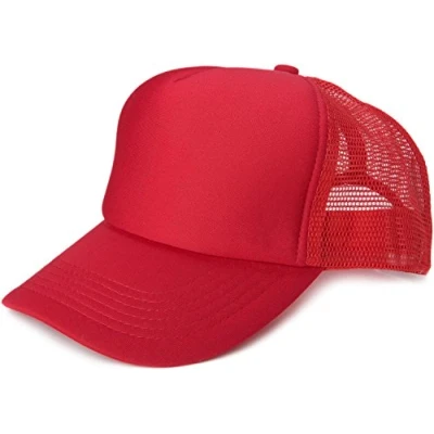 Image of styleBREAKER Unisex 5 Panel Mesh Cap, Trucker Baseball Basecap, Click and Snap Closure Adjustable 04023007, Colour:Red