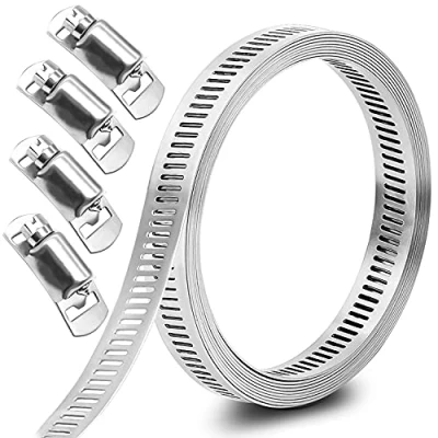 Image of GIAK Hose Clips Adjustable Hoses Clamps Worm Stainless Steel Pipe Clamp for Home Gas Flexible Tube and Fuel Line Intercooler Plumbing